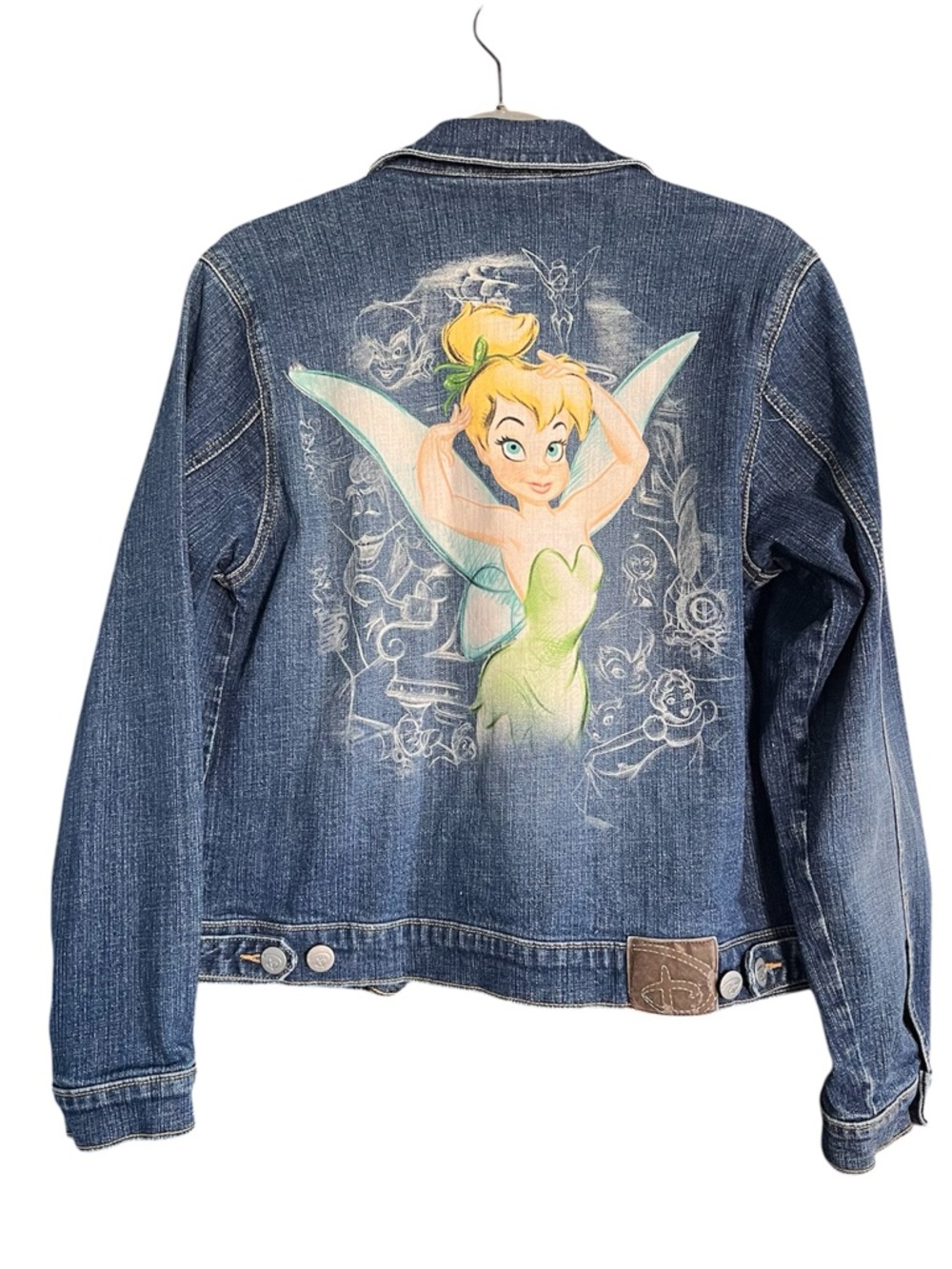 Vintage Disney Store Y2K Jean Jacket Airbrush Tinkerbell Size Medium